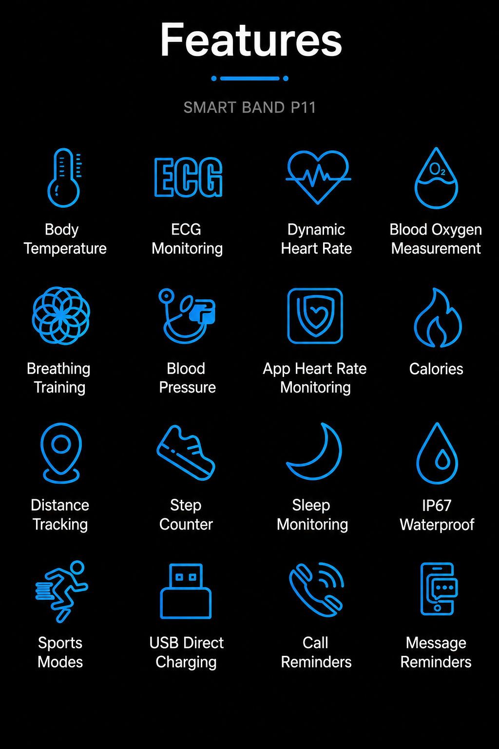 Smartwatch ECG & Blood Pressure Sleep Tracking