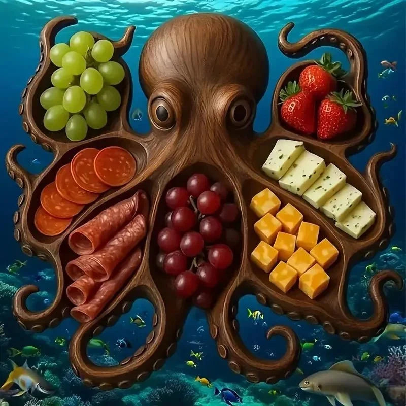 Snack & Cheese Board Animal-Shaped Solid Wood Compartmented