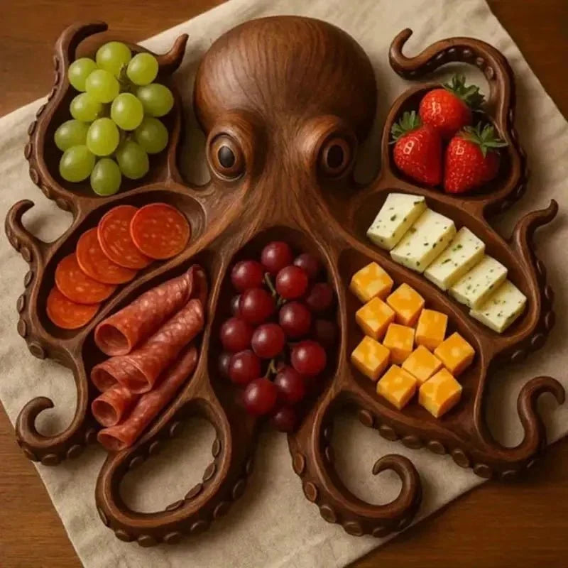 Snack & Cheese Board Animal-Shaped Solid Wood Compartmented