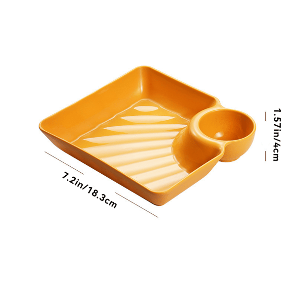 Snack & Dip Plate Integrated Sauce Compartment Lightweight Stackable
