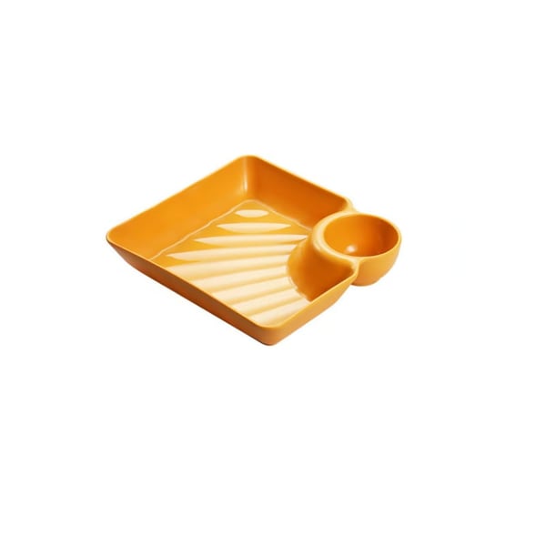 Snack & Dip Plate Integrated Sauce Compartment Stackable