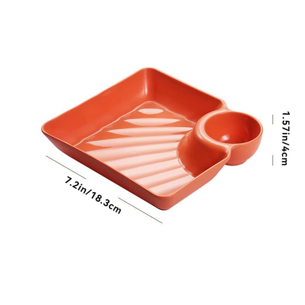 Snack & Dip Plate Integrated Sauce Compartment Stackable