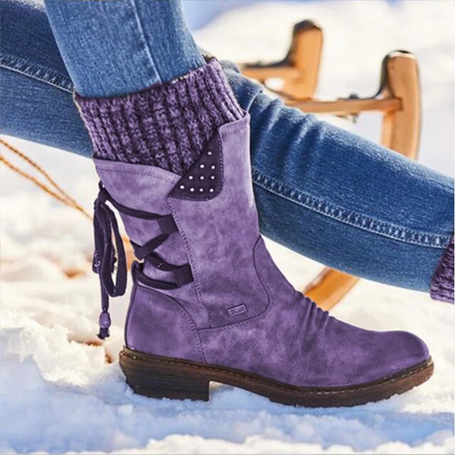 Snow Boots Mid-Calf Insulated Faux Fur Lining Water-Resistant Outsole