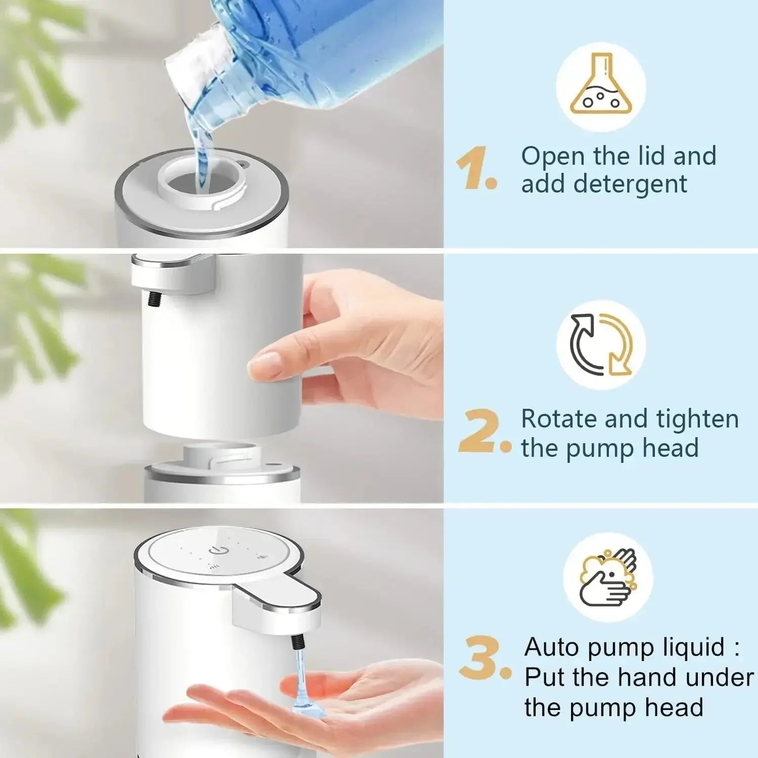 Soap Dispenser Infrared Sensor USB-C Rechargeable & IPX5 Water-Resistant