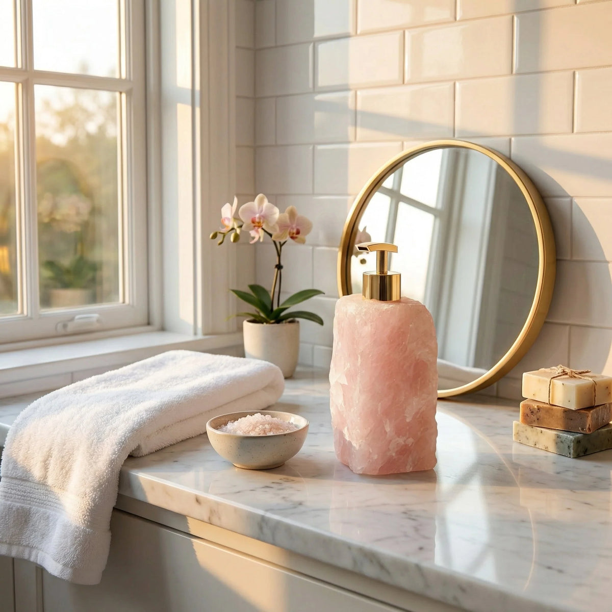 Soap Dispenser Natural Crystal Gold Pump
