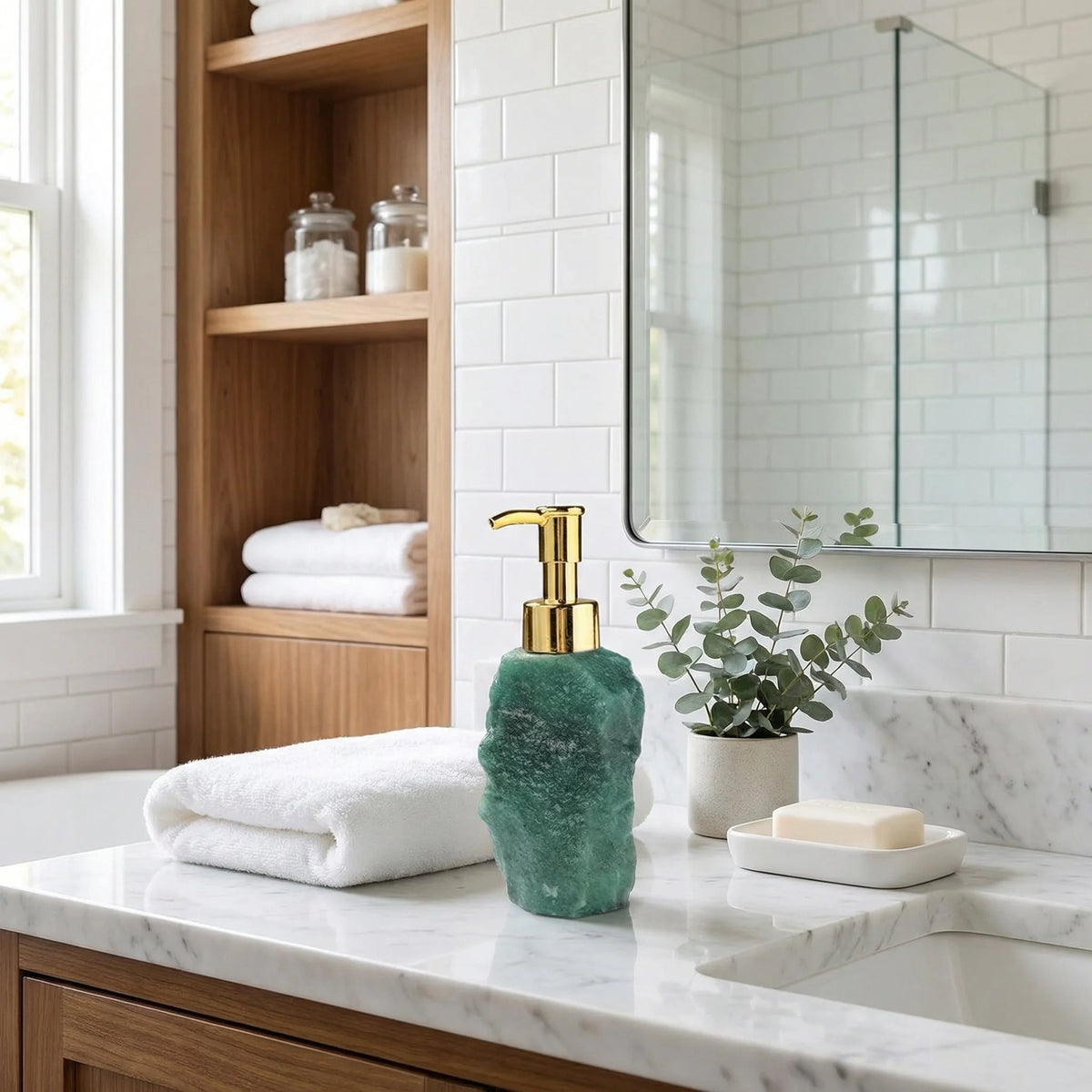 Soap Dispenser Natural Crystal Gold Pump