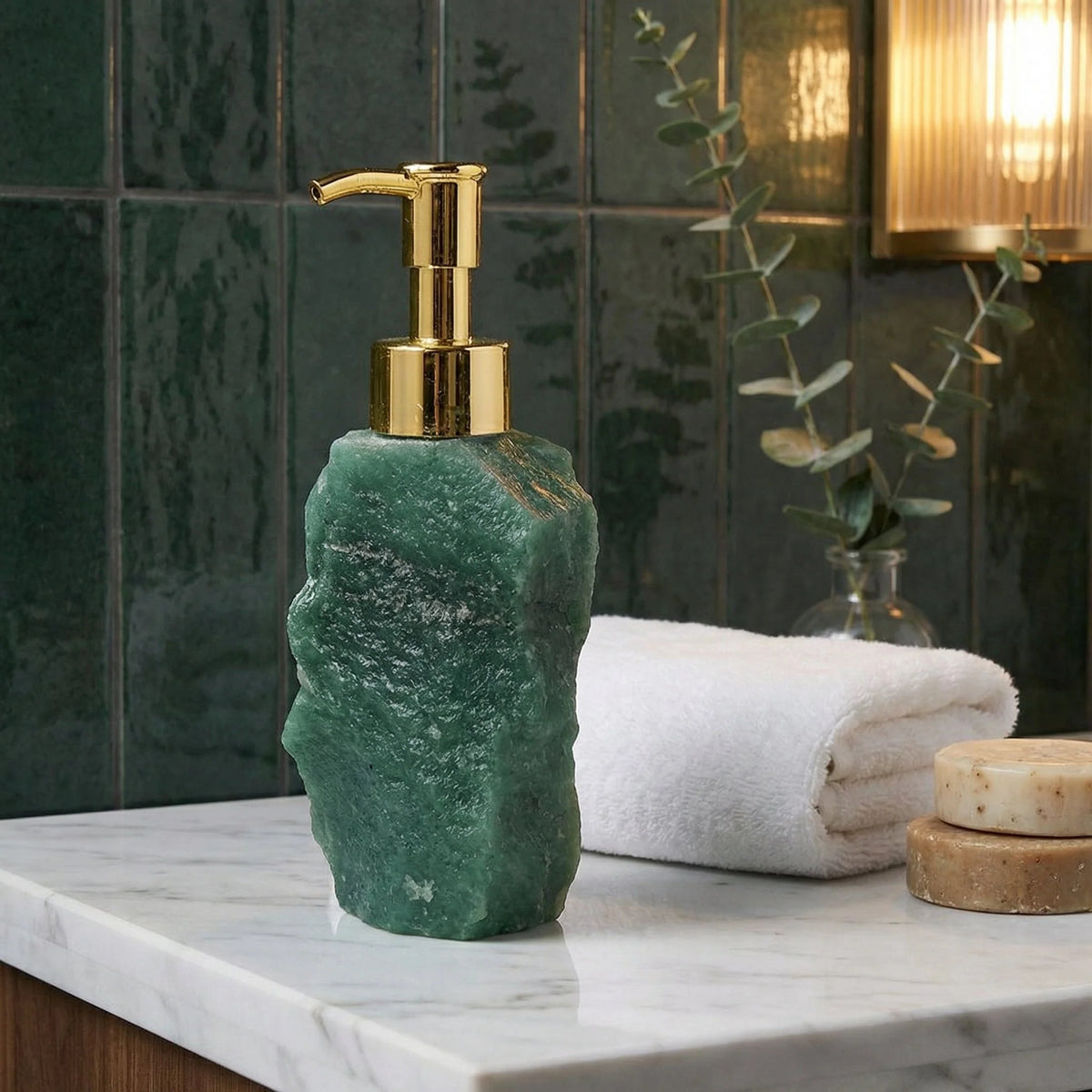 Soap Dispenser Natural Crystal Gold Pump