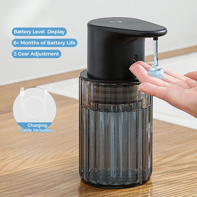 Soap Dispenser Touchless USB-C Rechargeable Transparent Reservoir