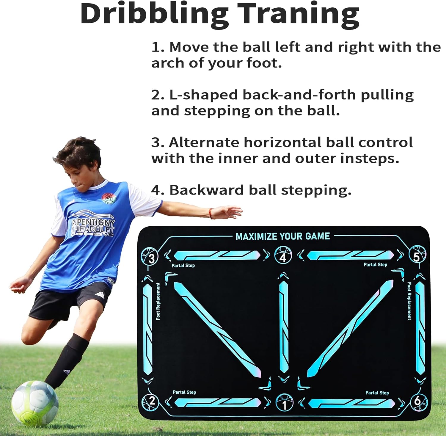 Soccer Training Mat Numbered Grid Neoprene Non-Slip
