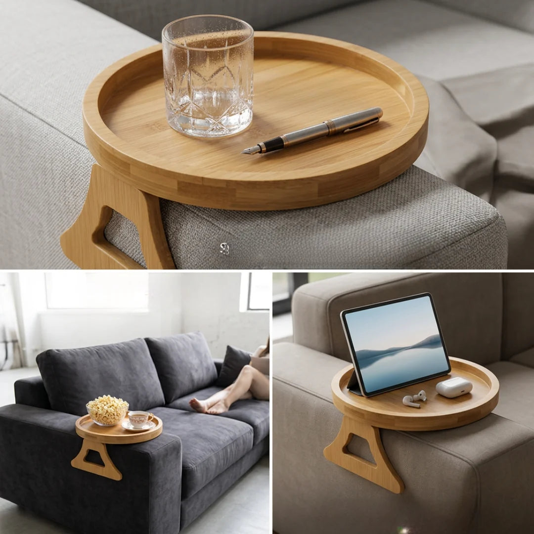 Sofa Armrest Tray Foldable Solid Wood Non-Slip