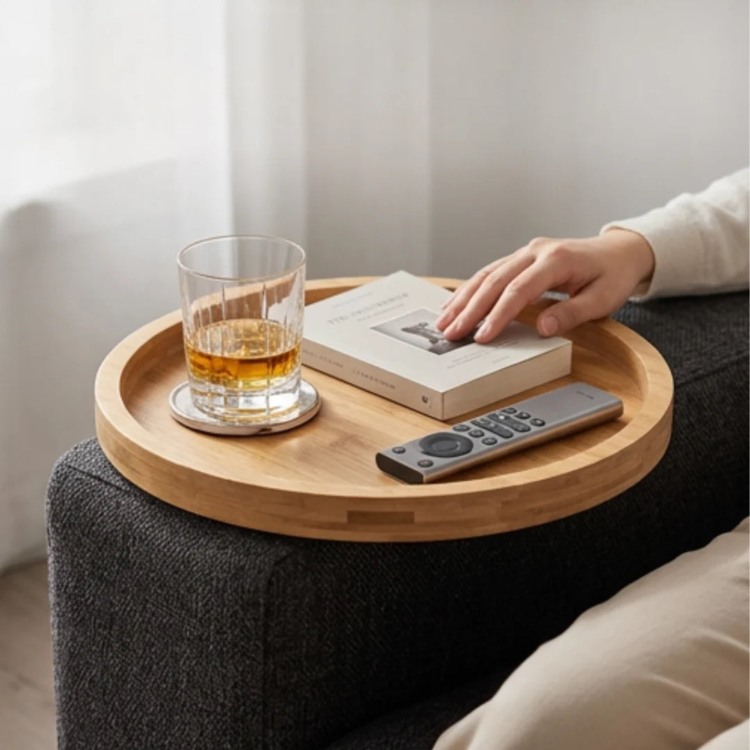 Sofa Armrest Tray Foldable Solid Wood Non-Slip