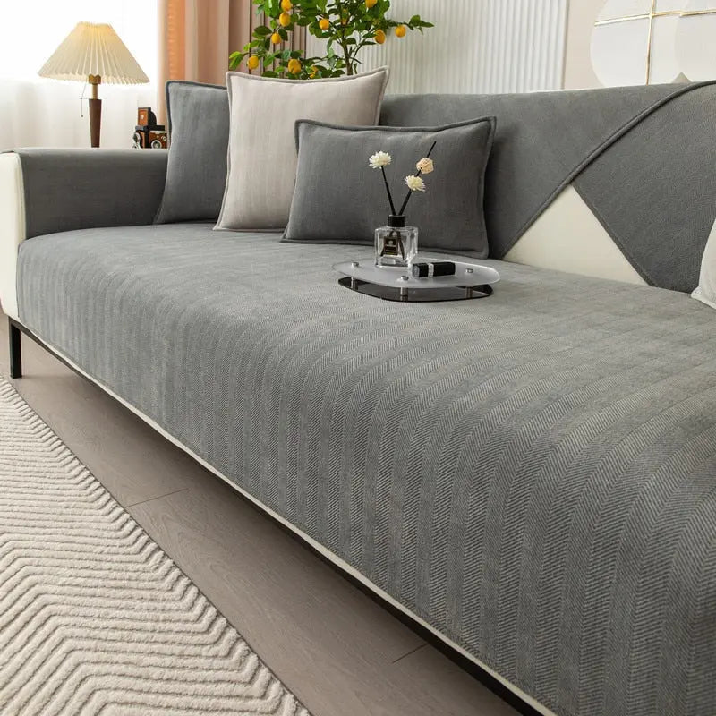 Sofa Cover Chenille Polyester Non-Slip Grip Machine Washable