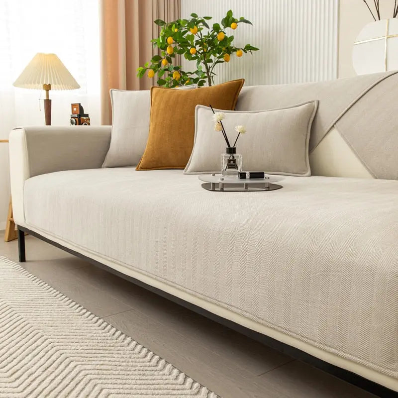 Sofa Cover Chenille Polyester Non-Slip Grip Machine Washable