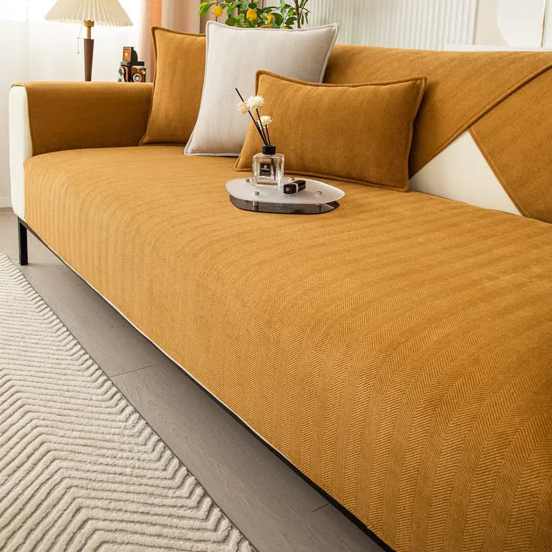 Sofa Cover Chenille Polyester Non-Slip Grip Machine Washable