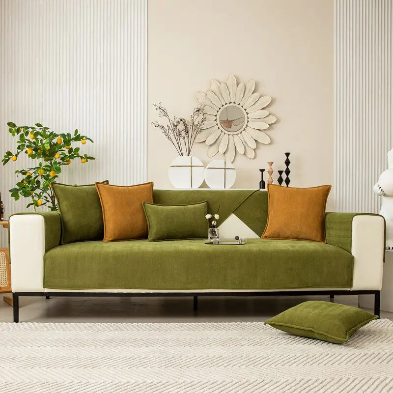 Sofa Cover Chenille Polyester Non-Slip Grip Machine Washable