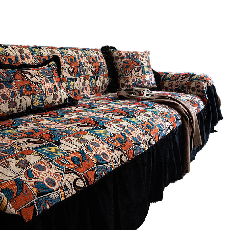 Sofa Cover Floral Pattern Breathable Machine Washable