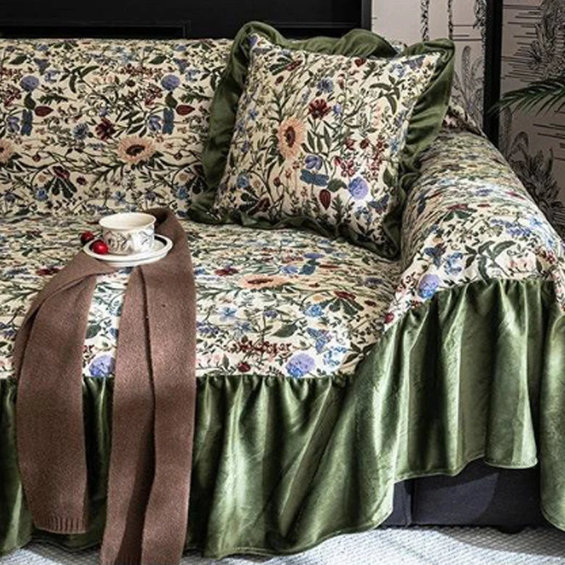 Sofa Cover Floral Pattern Breathable Machine Washable