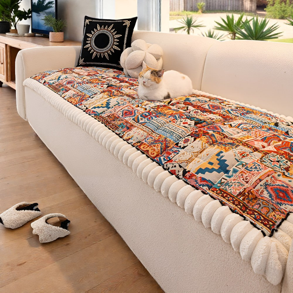 Sofa Cover Quilted Microfiber Blend Non-Slip Backing