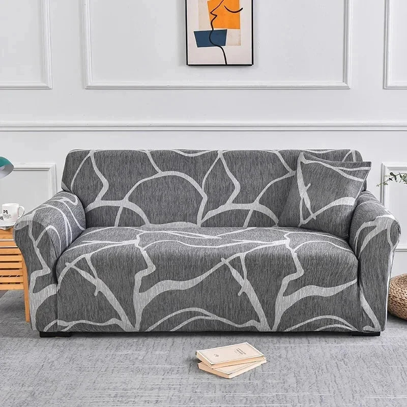 Sofa Cover Stretch Fit Floral Print Polyester & Elastane