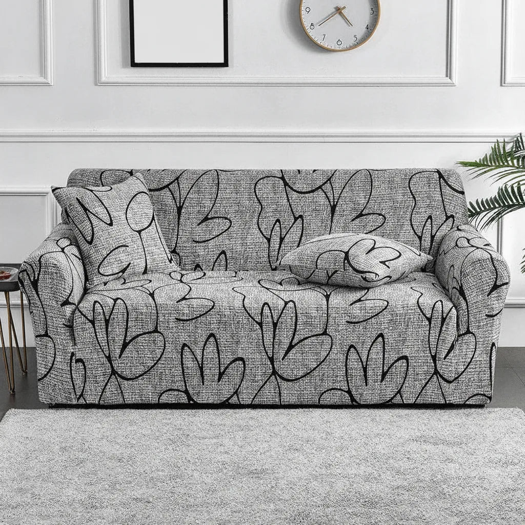 Sofa Cover Stretch Fit Floral Print Polyester & Elastane