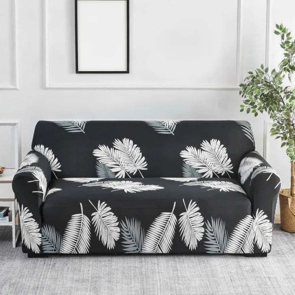 Sofa Cover Stretch Fit Floral Print Polyester & Elastane