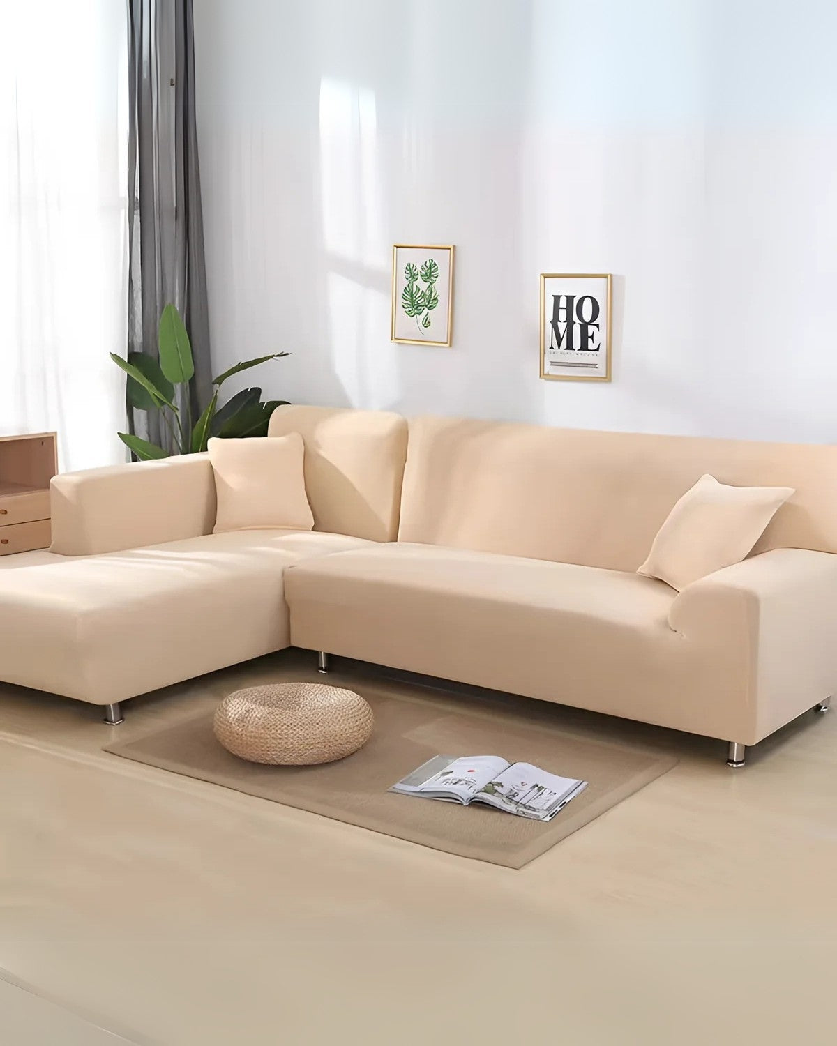 Sofa Cover Stretchy Milk-Silk Non-Slip Fits 92.5-118.1 In