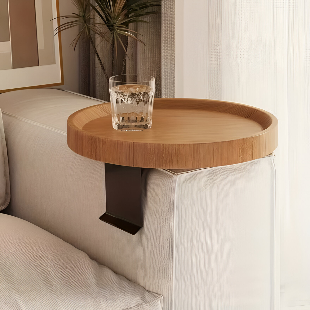 Sofa Side Table Clip-On Wood Top Tool-Free