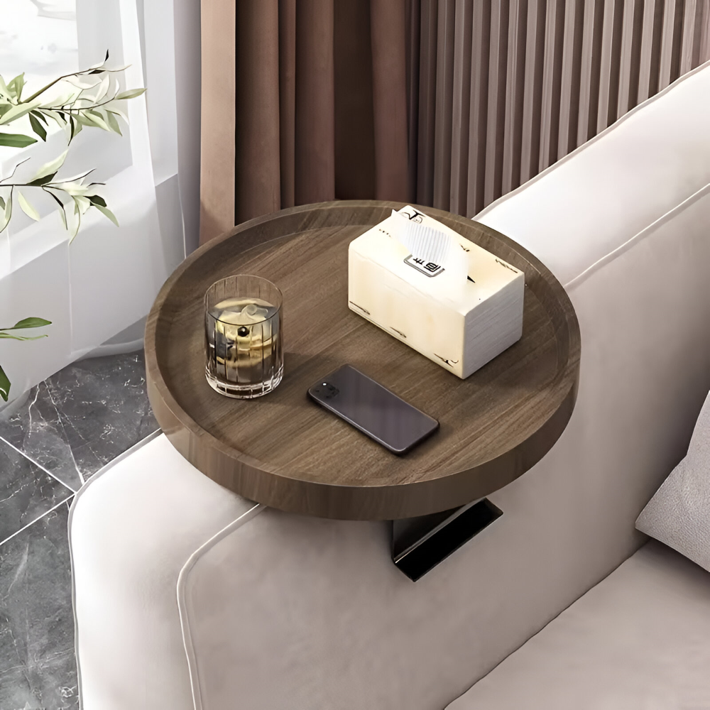 Sofa Side Table Clip-On Wood Top Tool-Free