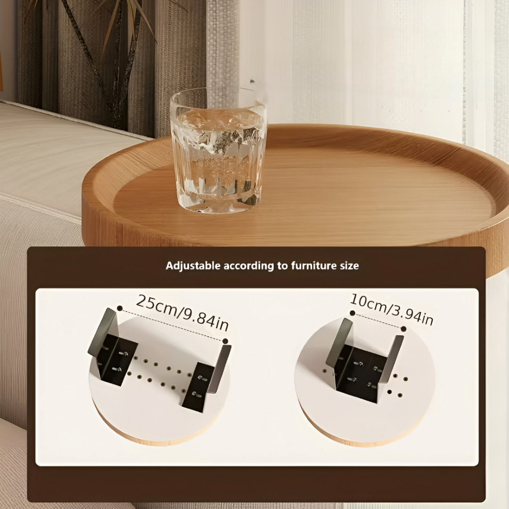 Sofa Side Table Clip-On Wood Top Tool-Free