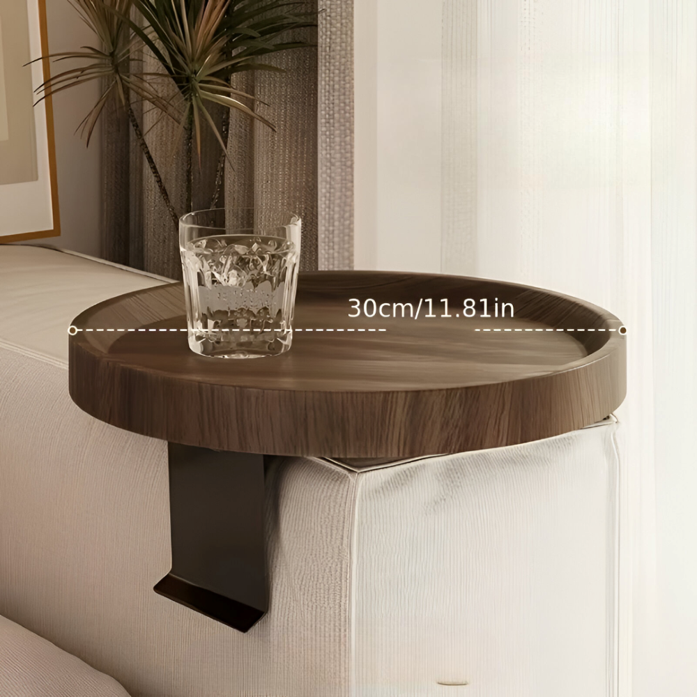 Sofa Side Table Clip-On Wood Top Tool-Free