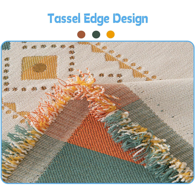 Sofa Throw Reversible Geometric Chenille Fringed