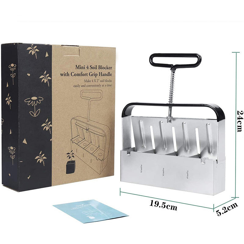Soil Block Maker Stainless Steel Manual Press Adjustable Sizes
