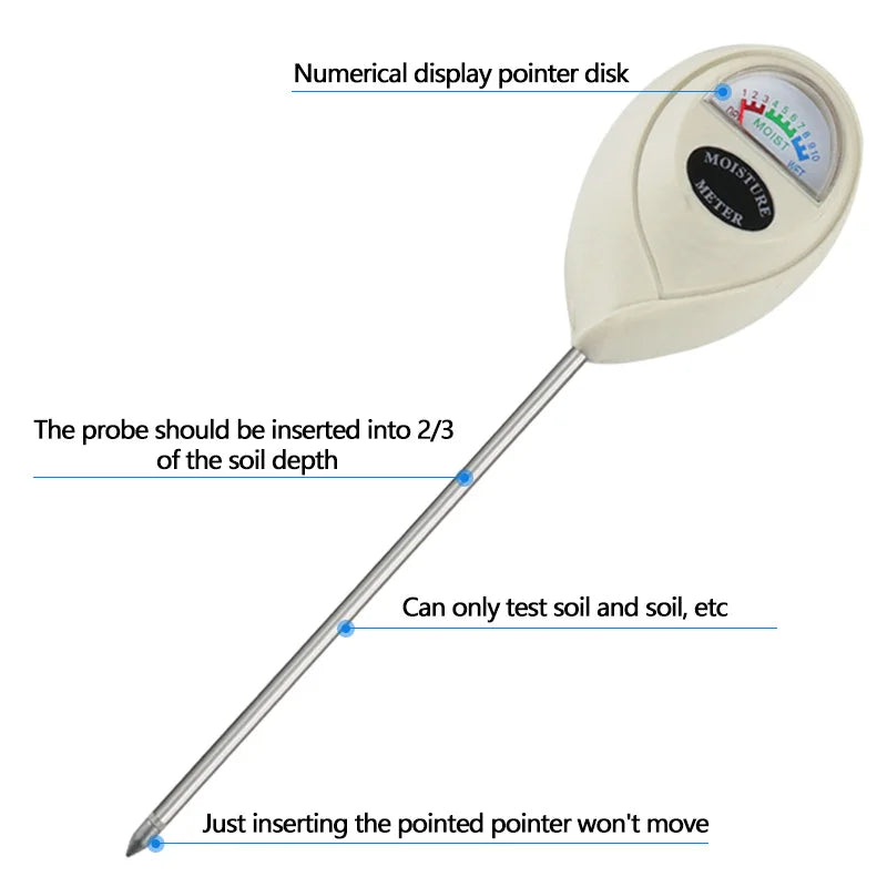 Soil Moisture Meter Analog Battery-Free 5.9 Inch Metal Probe