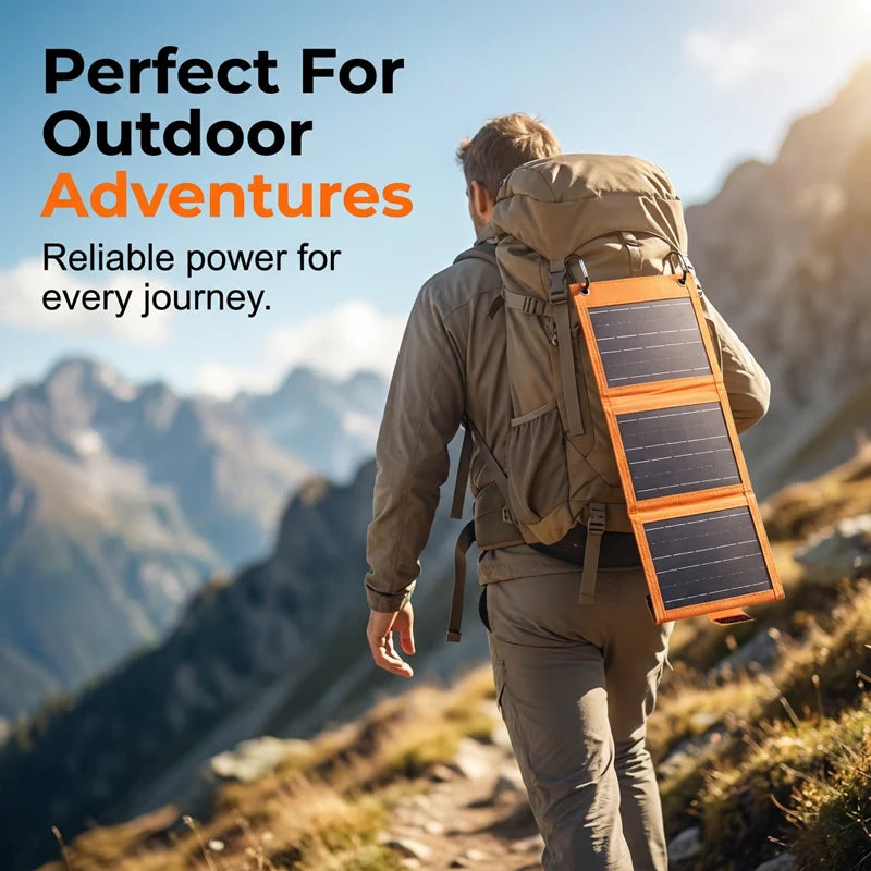 Solar Charger Foldable USB Ports Weatherproof Carabiner