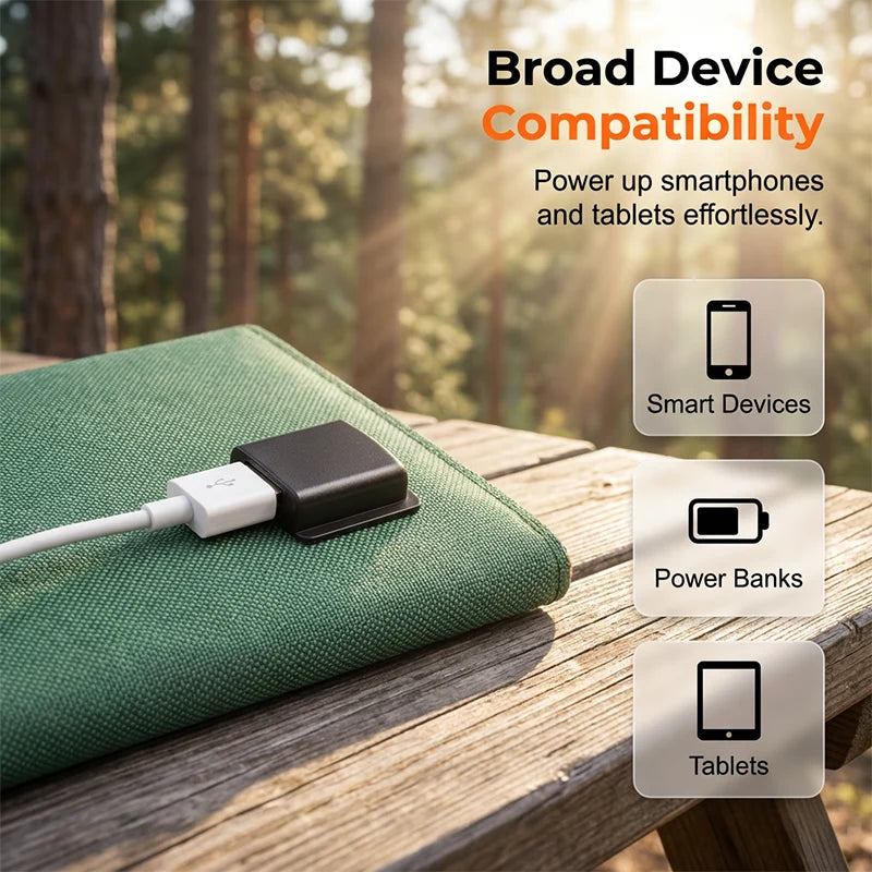 Solar Charger Foldable USB Ports Weatherproof Carabiner