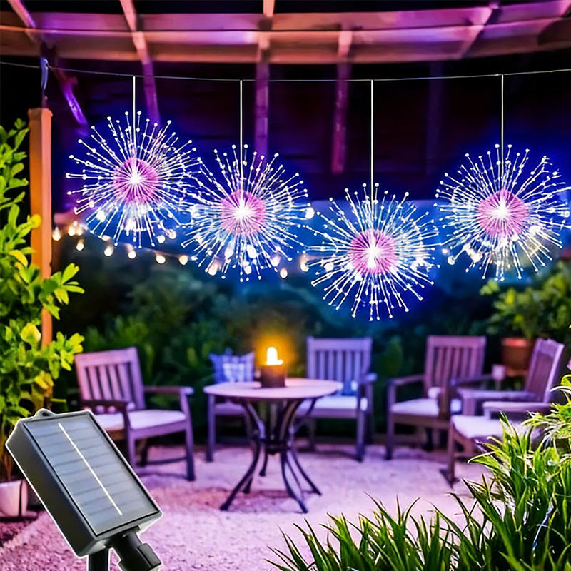 Solar Firework Lights Copper Wire Weatherproof Remote & Timer