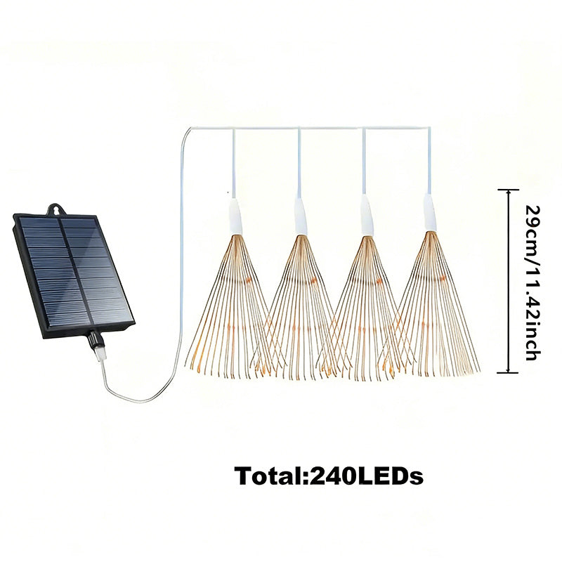Solar Firework Lights Copper Wire Weatherproof Remote & Timer