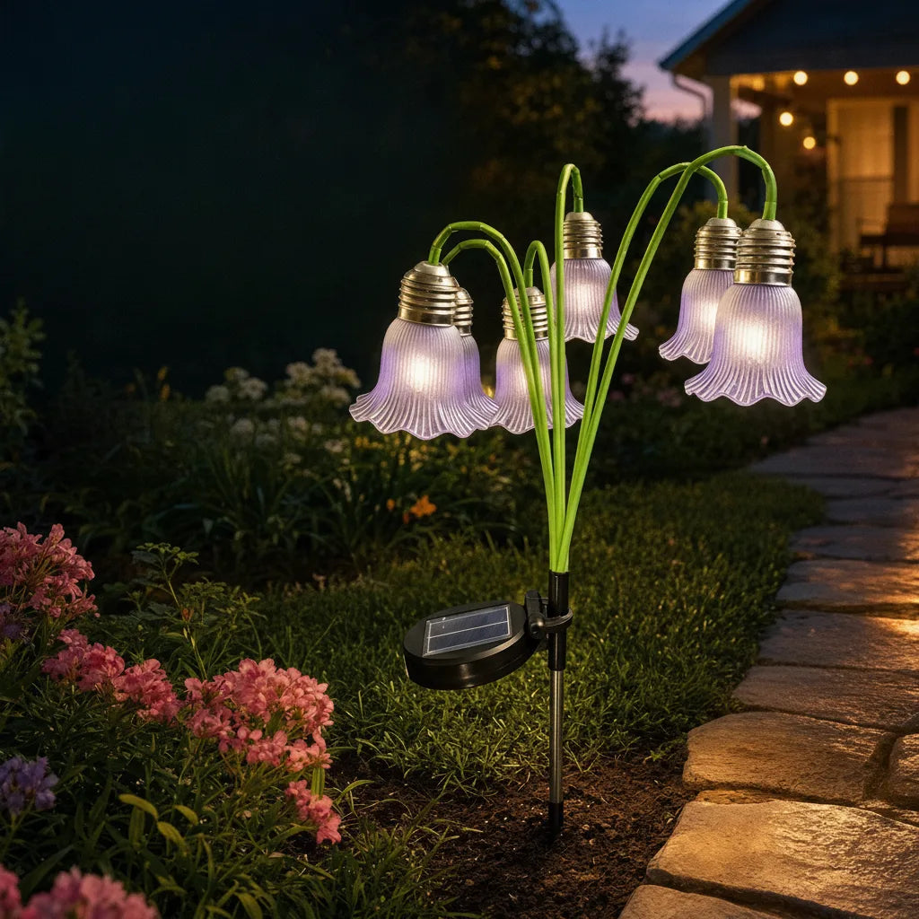 Solar Flower Lamp Automatic Dusk To Dawn Weatherproof