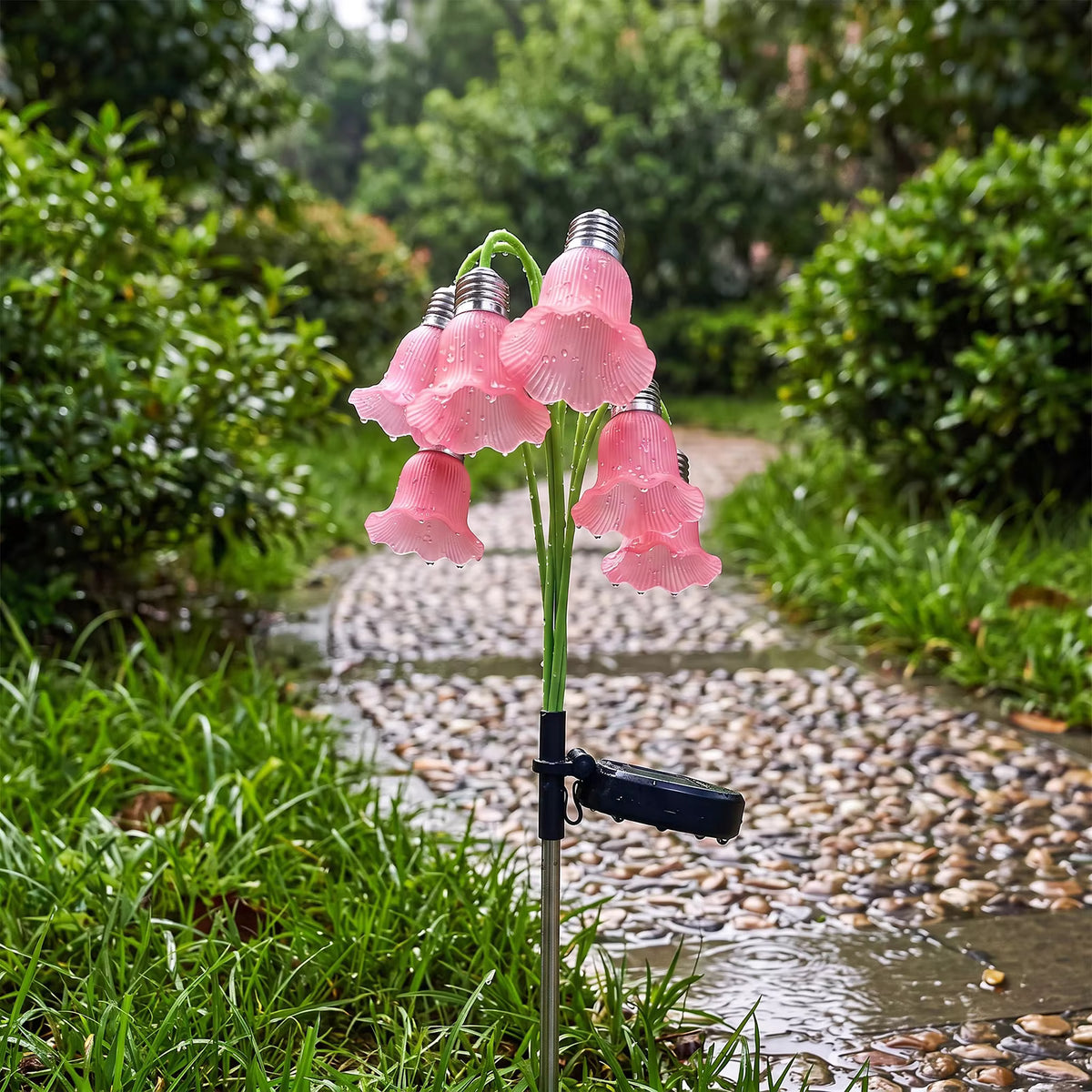 Solar Flower Lamp Automatic Dusk To Dawn Weatherproof