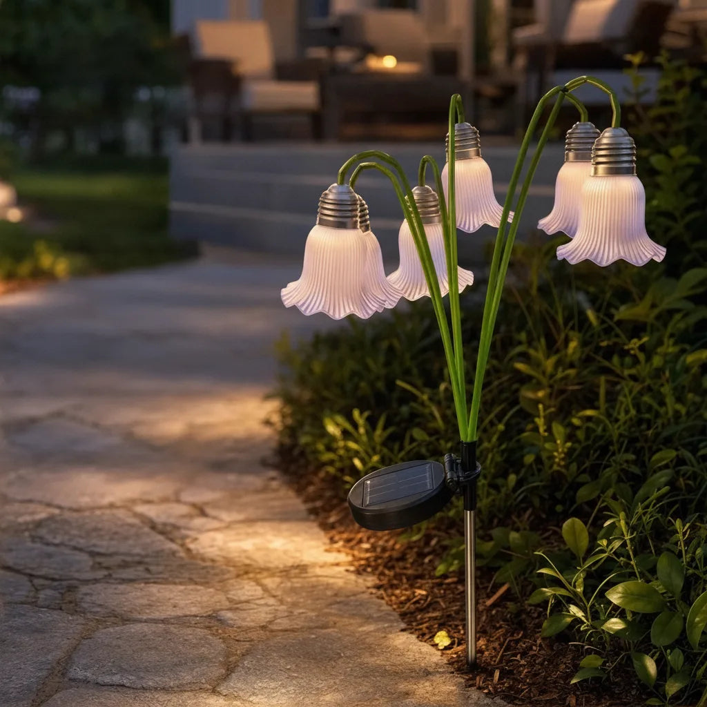 Solar Flower Lamp Automatic Dusk To Dawn Weatherproof