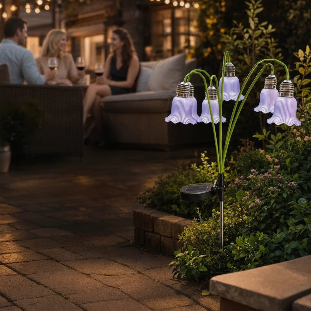 Solar Flower Lamp Automatic Dusk To Dawn Weatherproof