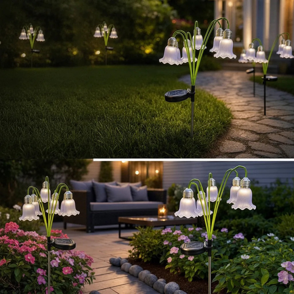 Solar Flower Lamp Automatic Dusk To Dawn Weatherproof