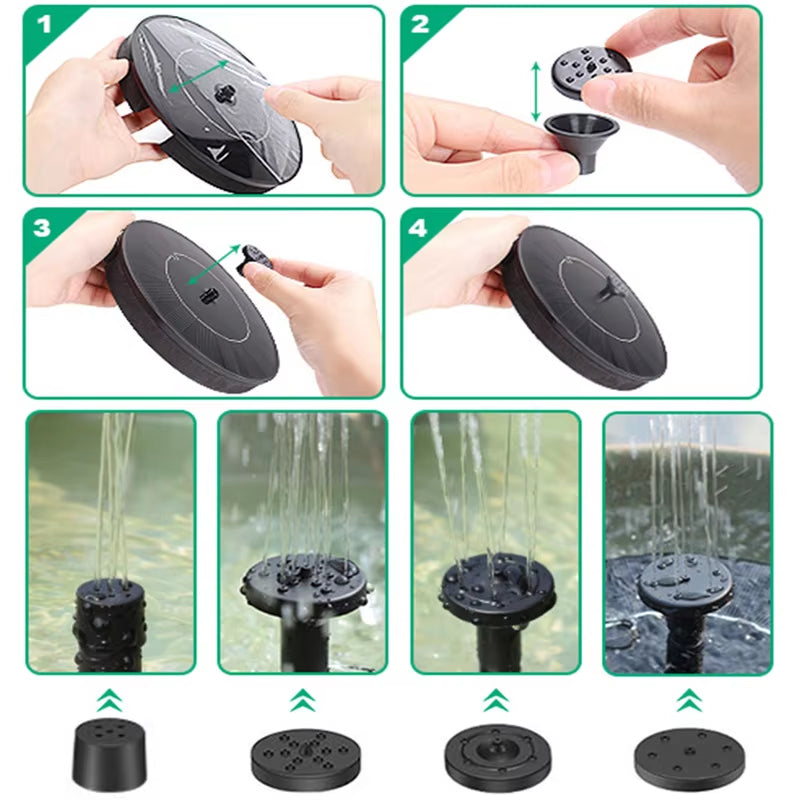 Solar Fountain Interchangeable Nozzles 17.7 Inch Spray