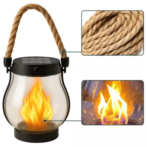 Solar Garden Lantern Flickering Flame Weatherproof 12 Hour Runtime