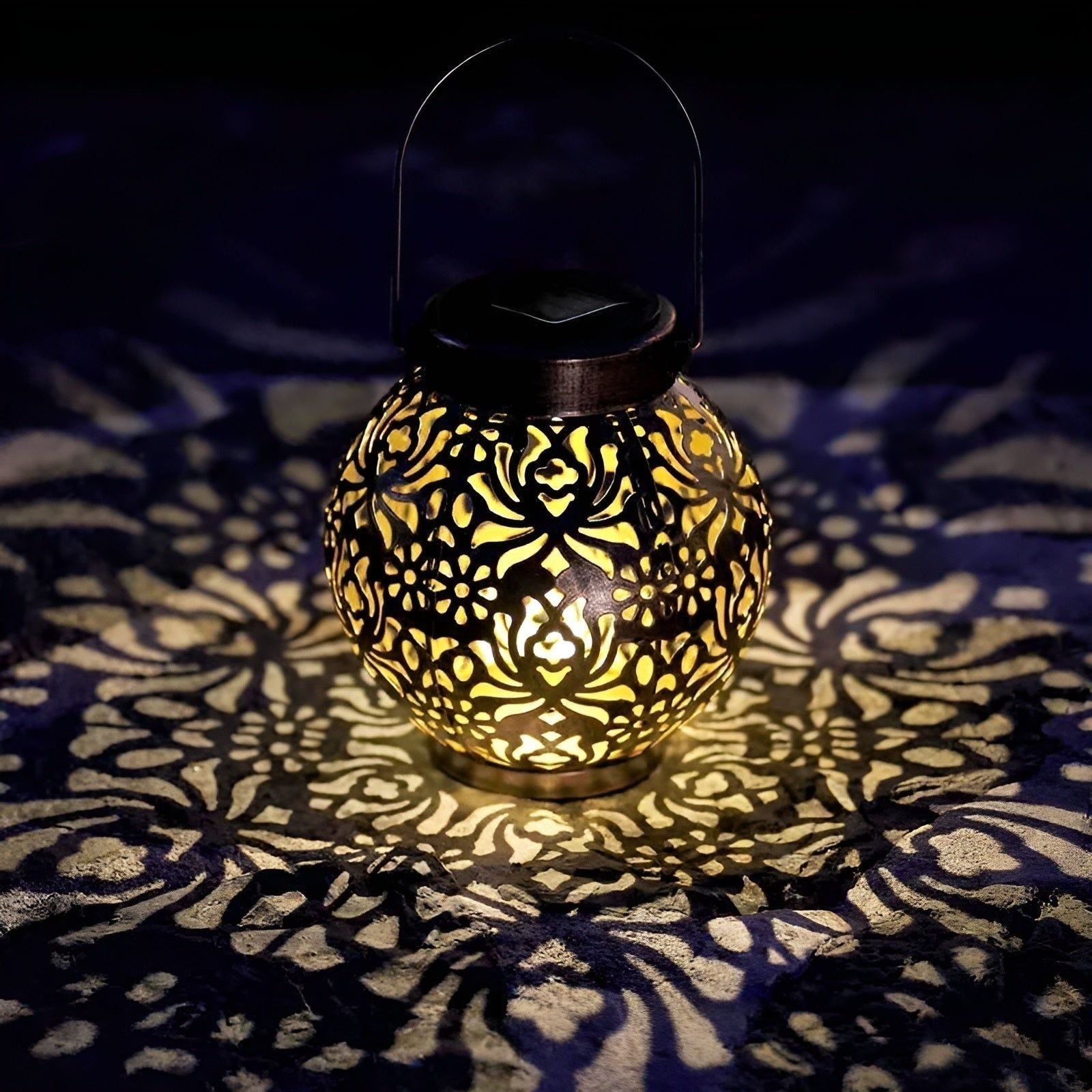 Solar Garden Lantern Ornate Metal Warm White LED IP65 Weatherproof