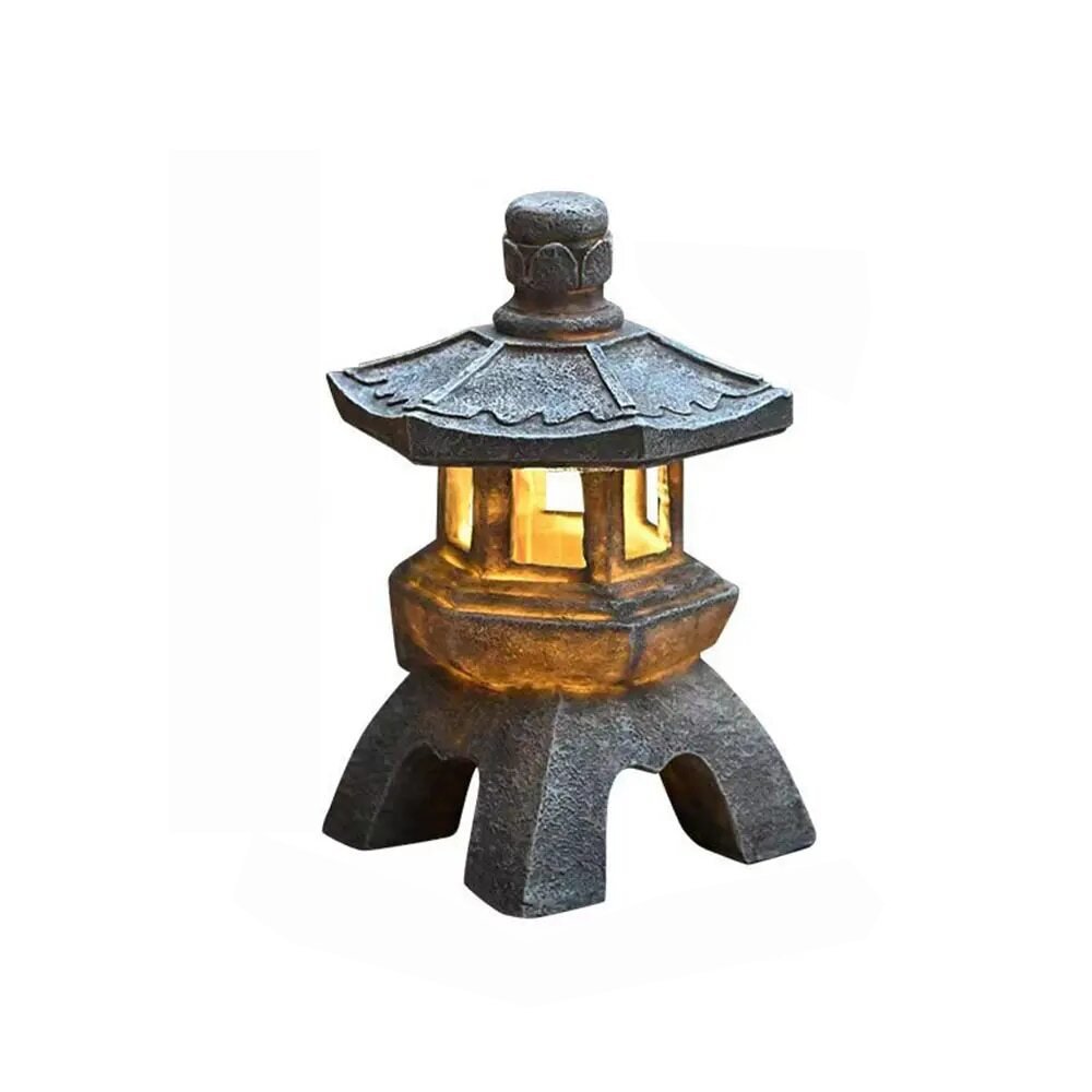 Solar Garden Lantern Pagoda Design LED Weather-Resistant Resin