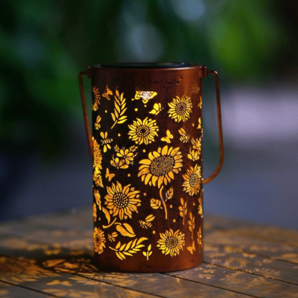 Solar Garden Lantern Sunflower & Butterfly Weatherproof