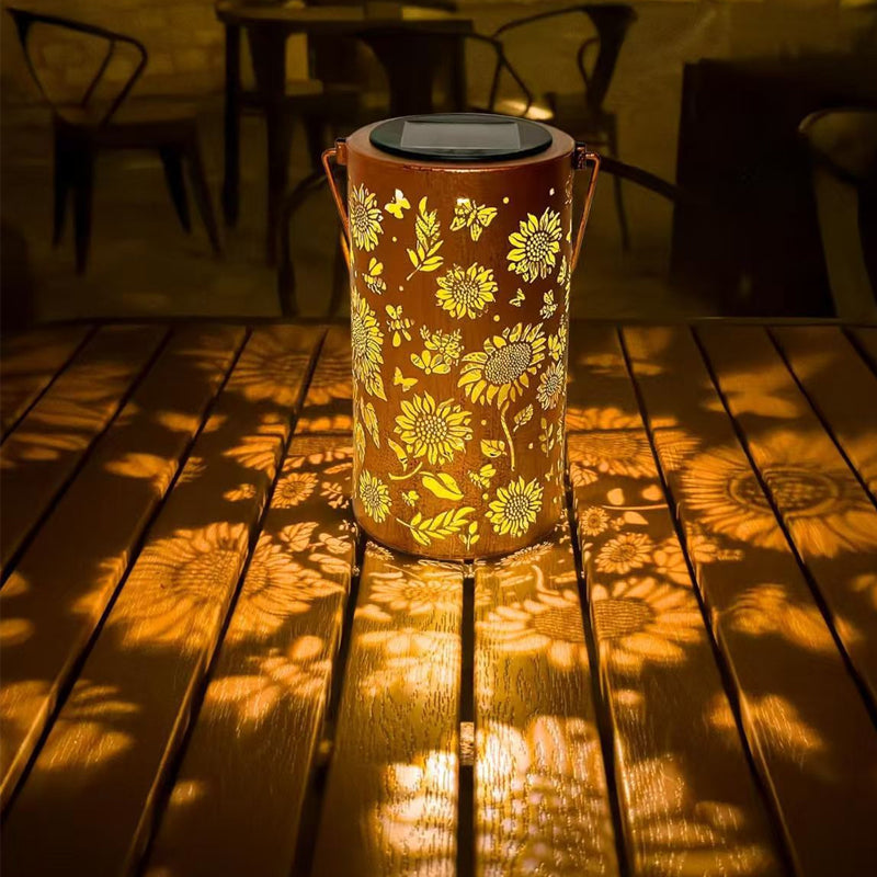 Solar Garden Lantern Sunflower & Butterfly Weatherproof