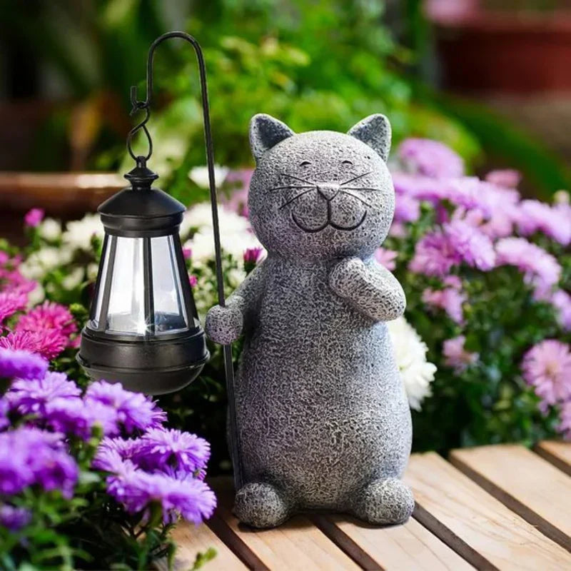 Solar Garden Light Cat Figurine Warm White LED