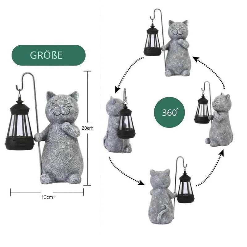 Solar Garden Light Cat Figurine Warm White LED